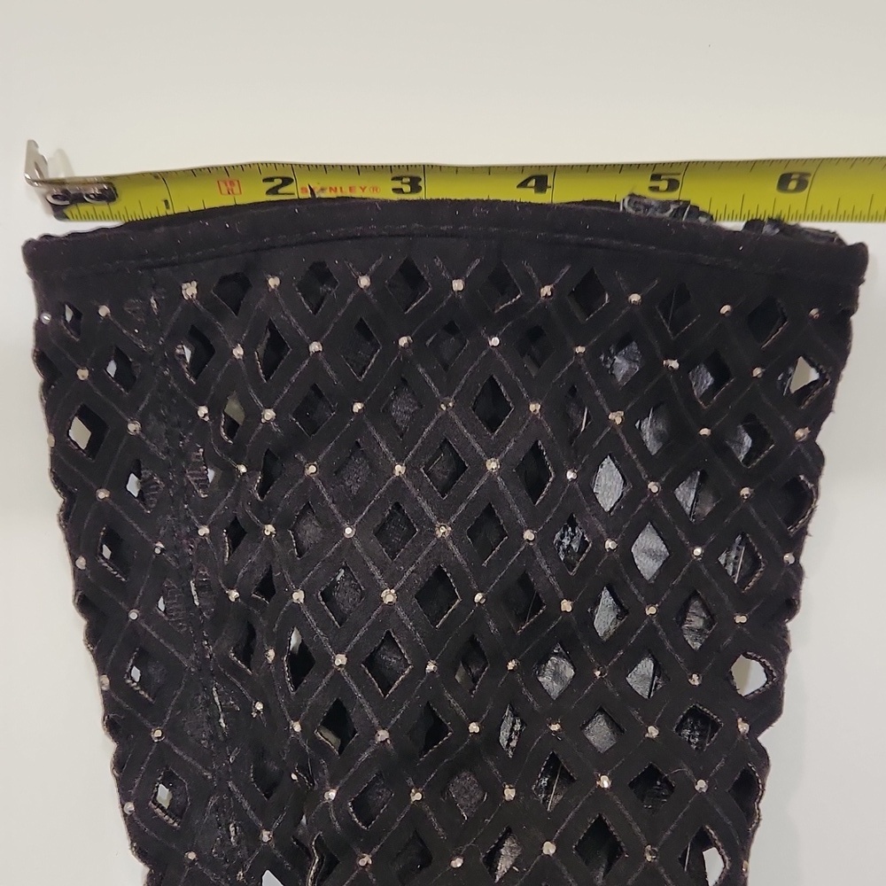 Suki Laser-Cut Lattice Tall Boots Black Knee-High Mesh Boots Womens 5.5-6 EU 36 - Picture 11 of 11